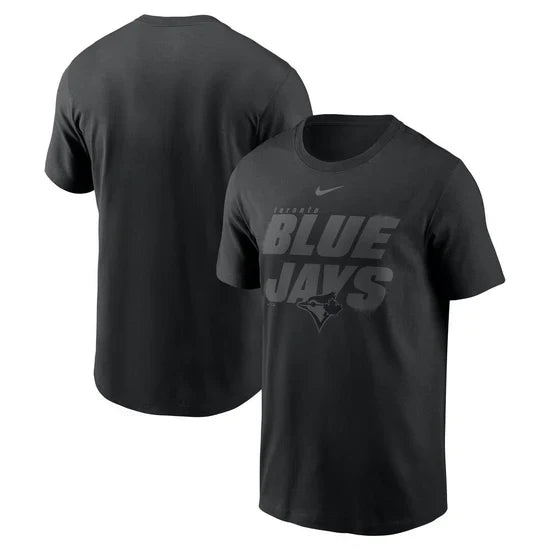 Toronto Blue Jays black tonal collection t-shirt front and back