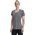 Under Armour Women's Novelty Tech V-Neck Short Sleeve Shirt - BLACK, front on-model view