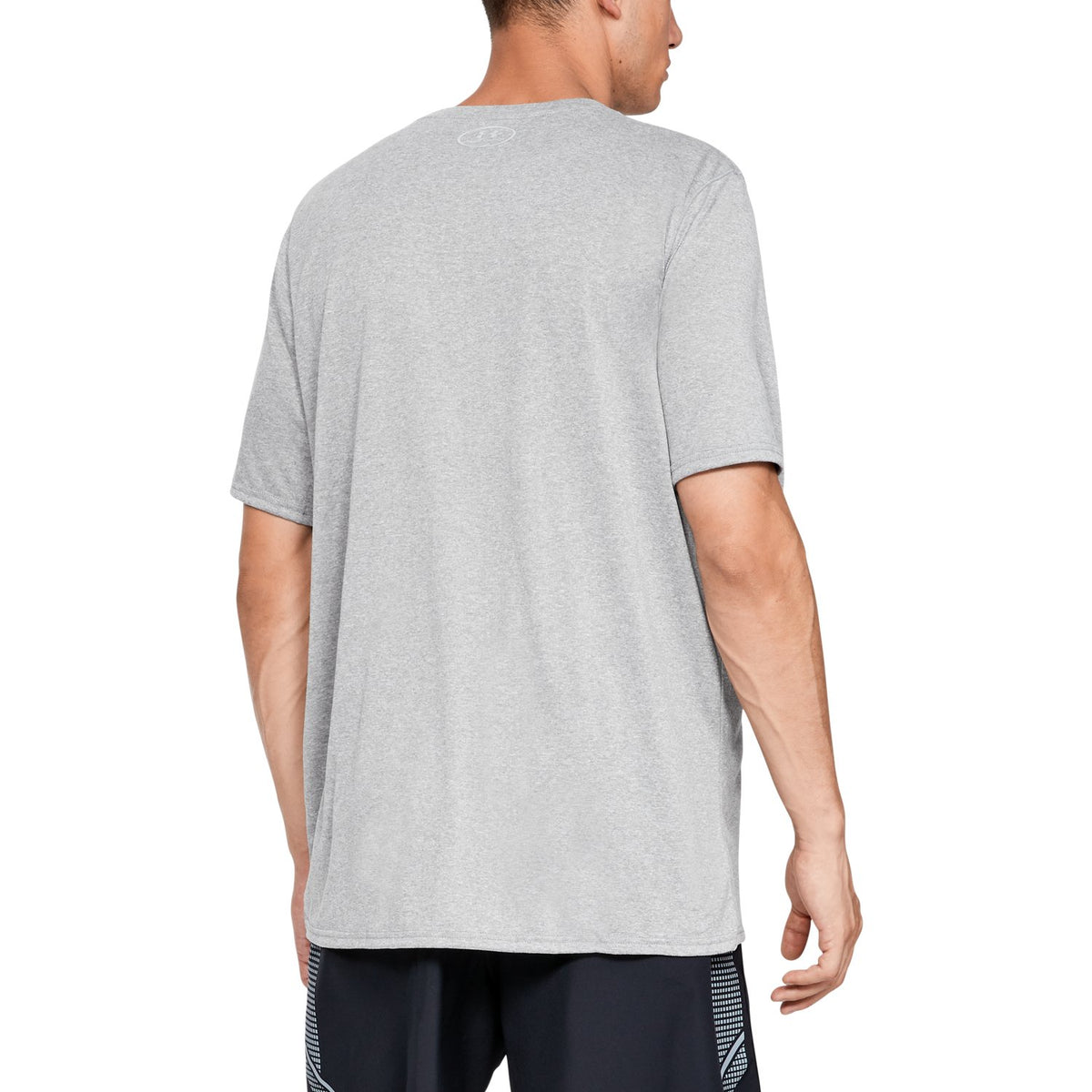 Under Armour Locker Tee - TRUE GRAY HEATHER, back on-model view