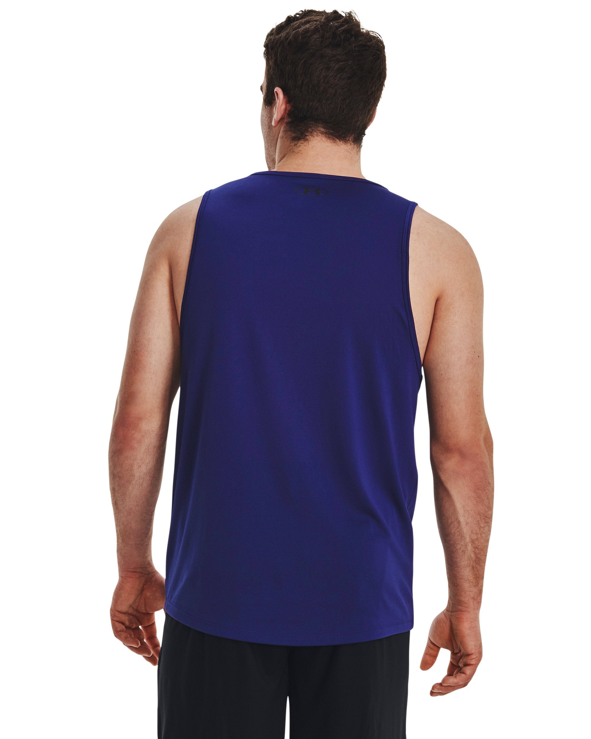 Under Armour Tech 2.0 Branded Tank in Sonar Blue - back on model