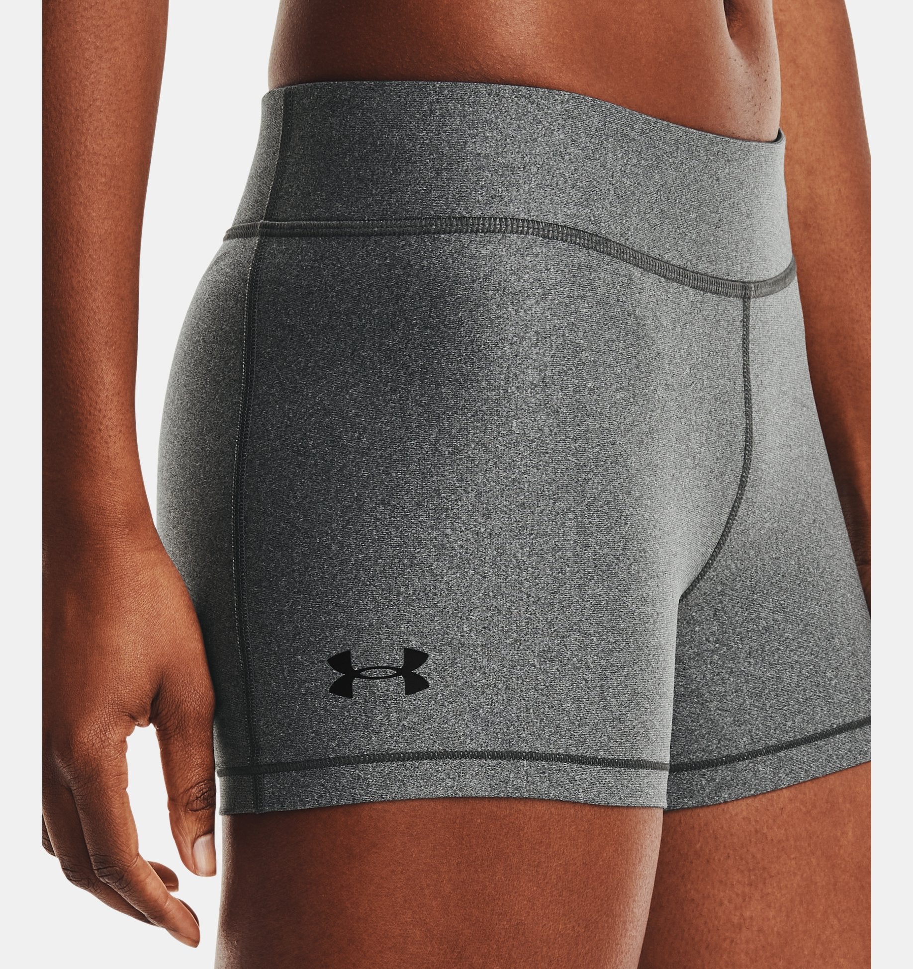 Under Armour Women's Heatgear Mid-Rise Shorty Spandex Shorts – Ernie's  Sports Experts