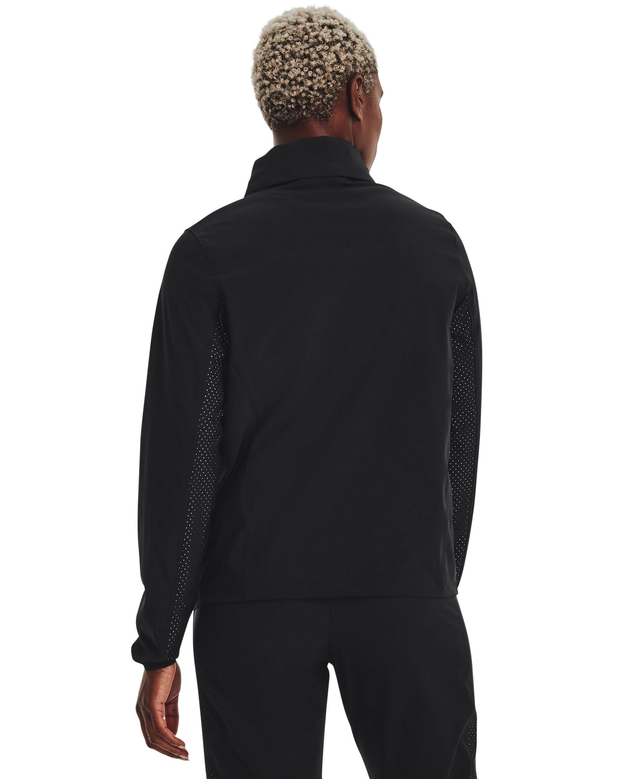 Under Armour Women's Squad 3.0 Warm-Up Jacket in Black - back on model