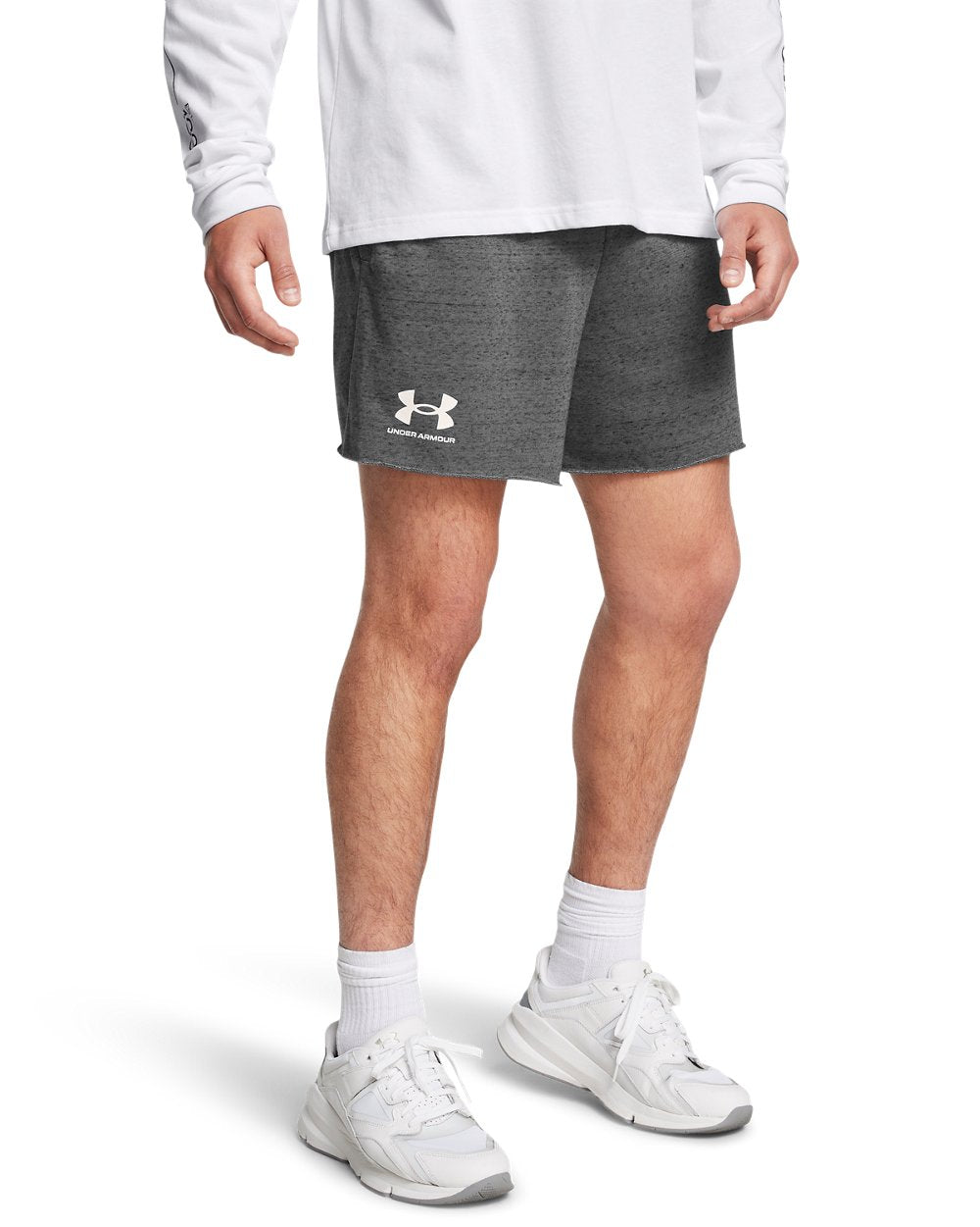 UA Rival Terry 6 inch Short - Castlerock, front