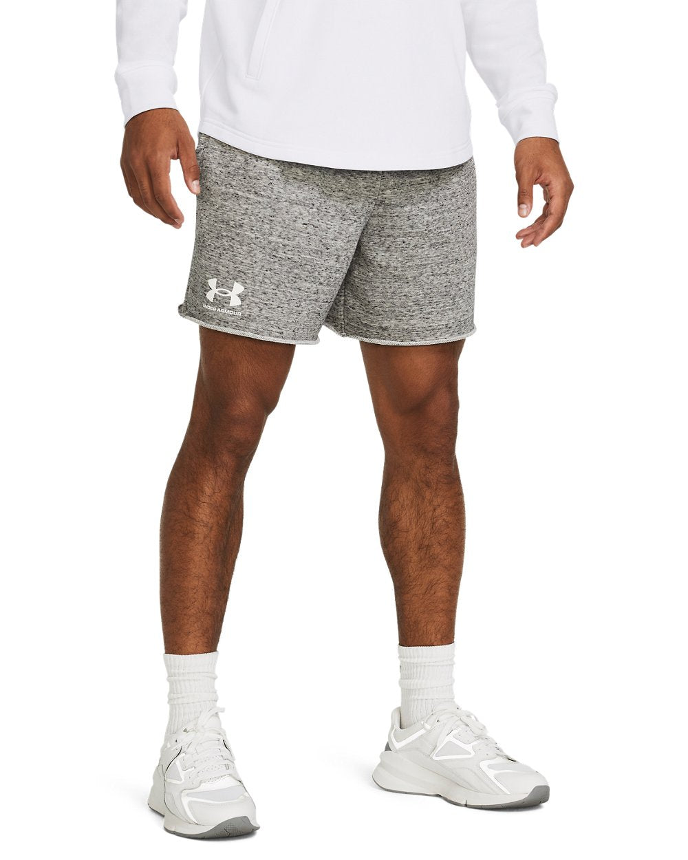 UA Rival Terry 6 inch Short - Onyx White, front