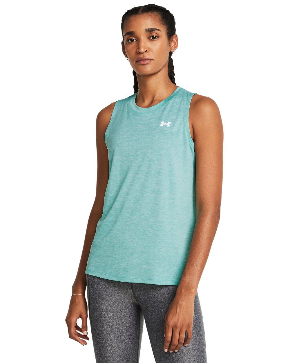 UA Tech Twist Tank Top - Silica Green, front