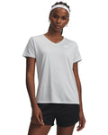 UA Women's Tech Twist V-Neck Short Sleeve Halo Grey