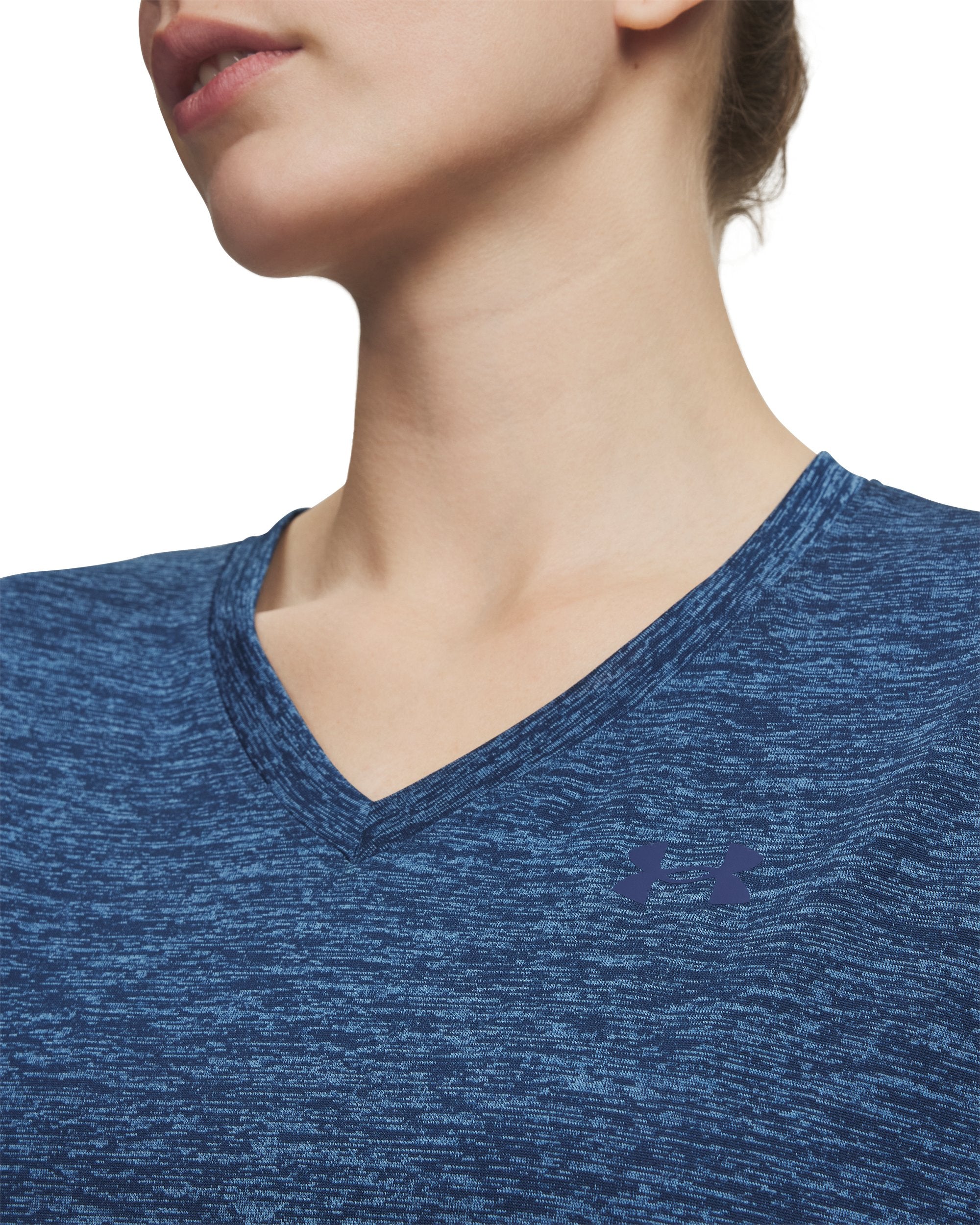 Under Armour Women's Tech Twist V-Neck Short Sleeve (2026) - AEGEAN BLUE LOGO
