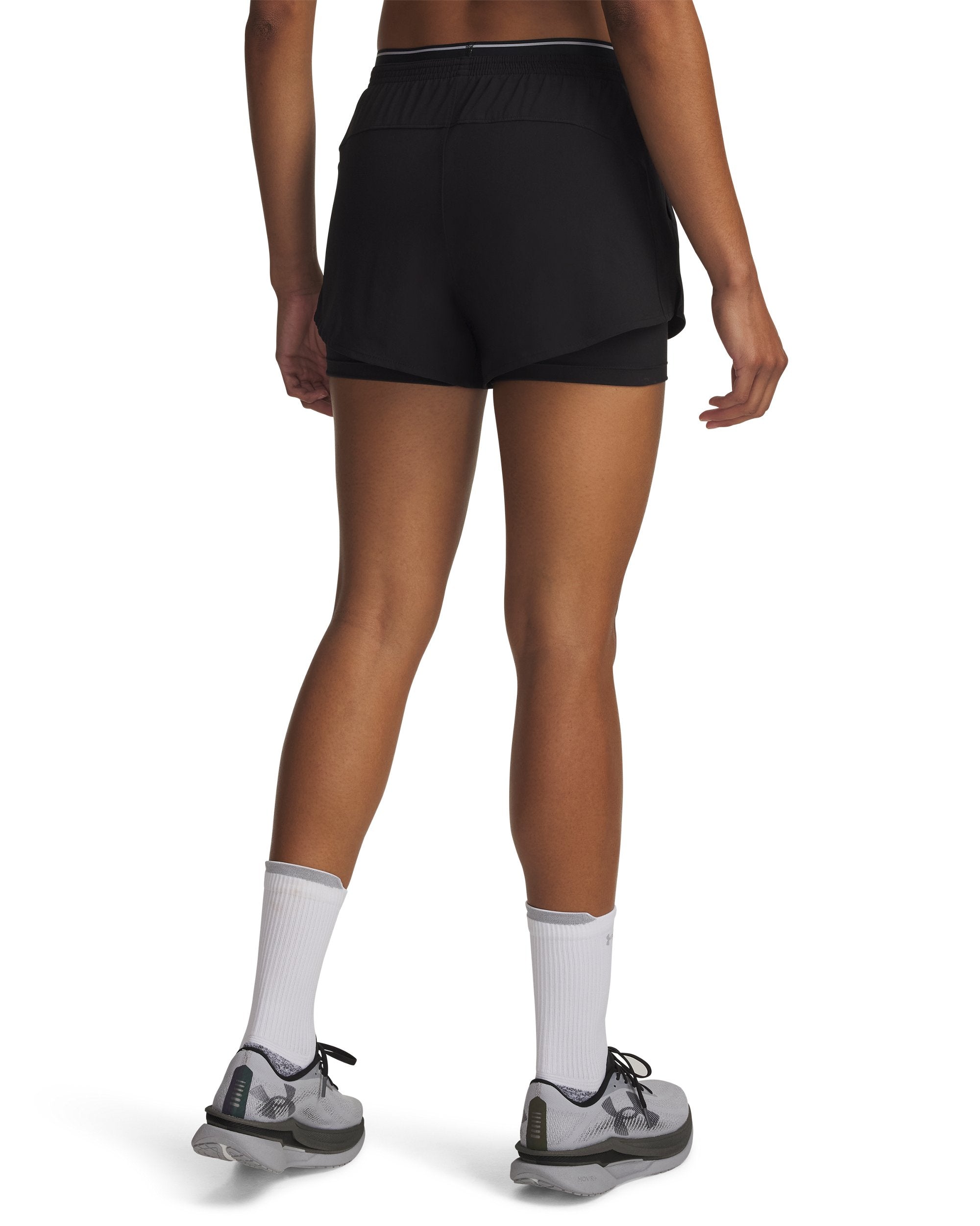 UA Women's Vanish Woven 2-in-1 Shorts Ultimate Black back