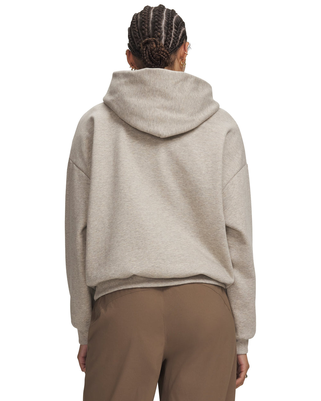 UA Women's Icon Fleece Hoodie Timberwolf Taupe back