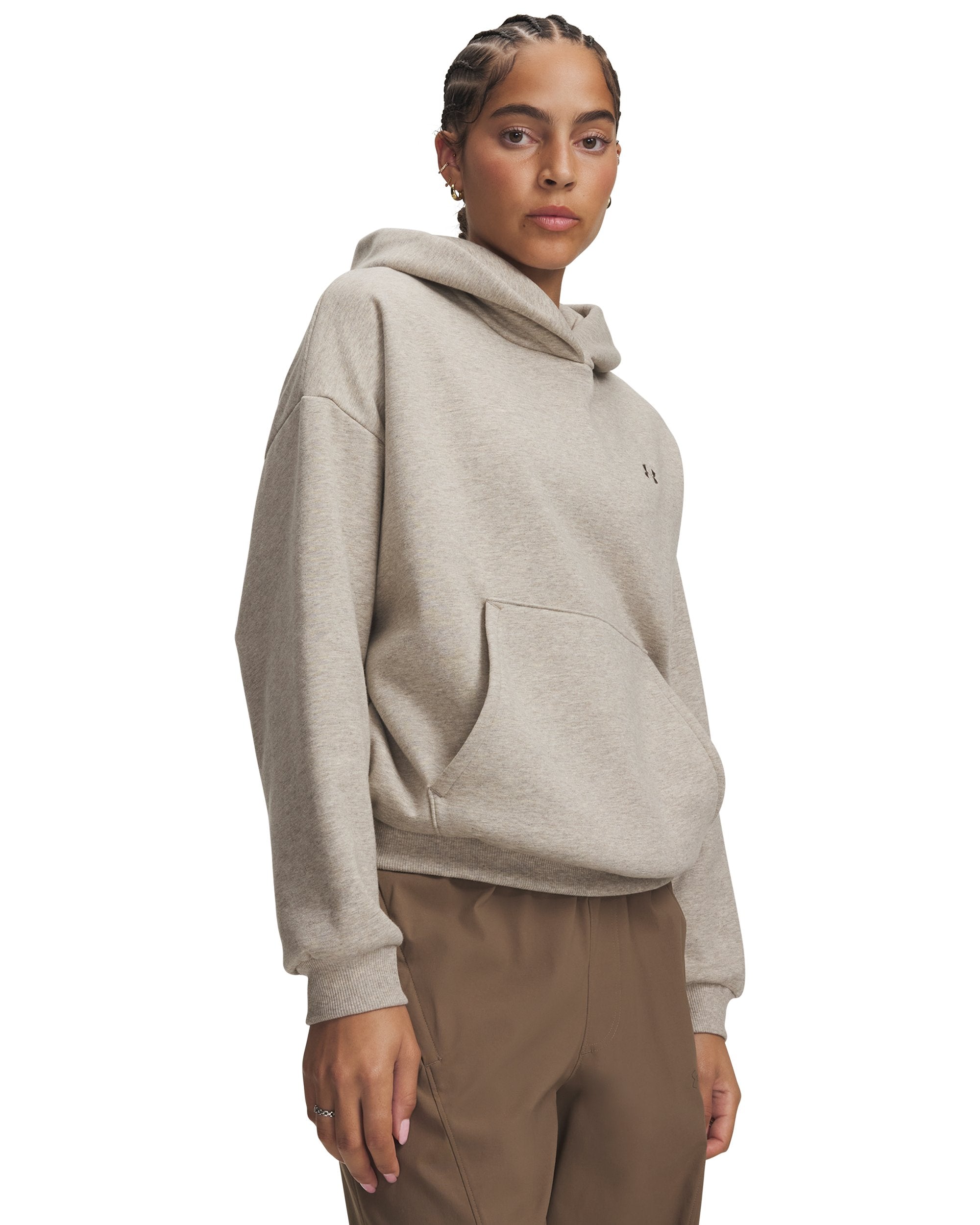 UA Women's Icon Fleece Hoodie Timberwolf Taupe