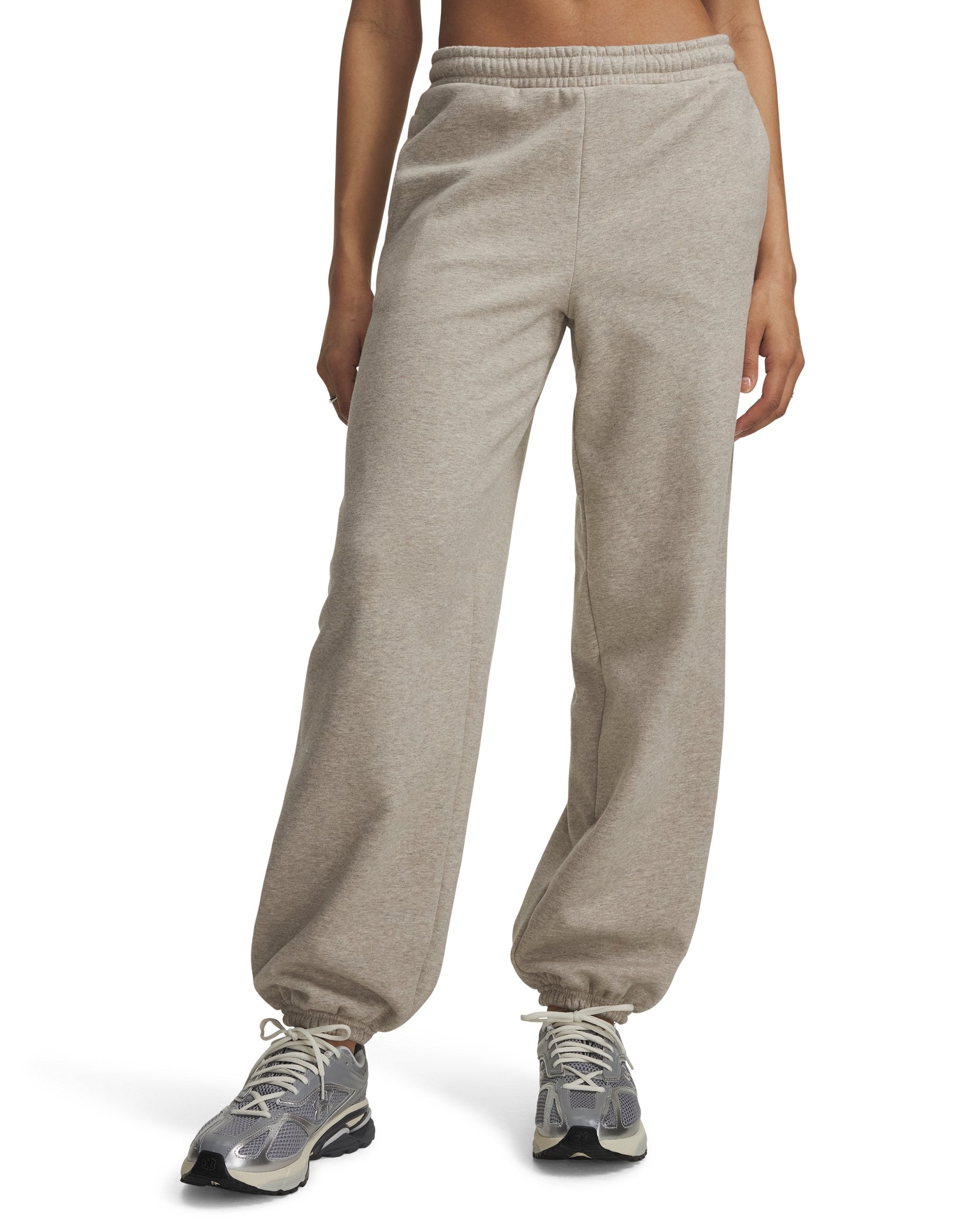 UA Women's Icon Fleece Gym Pants Timberwolf Taupe