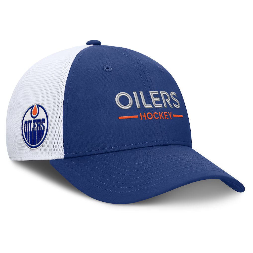 Fanatics Edmonton Oilers Authentic Pro Rink Lockup Adjustable Trucker Hat