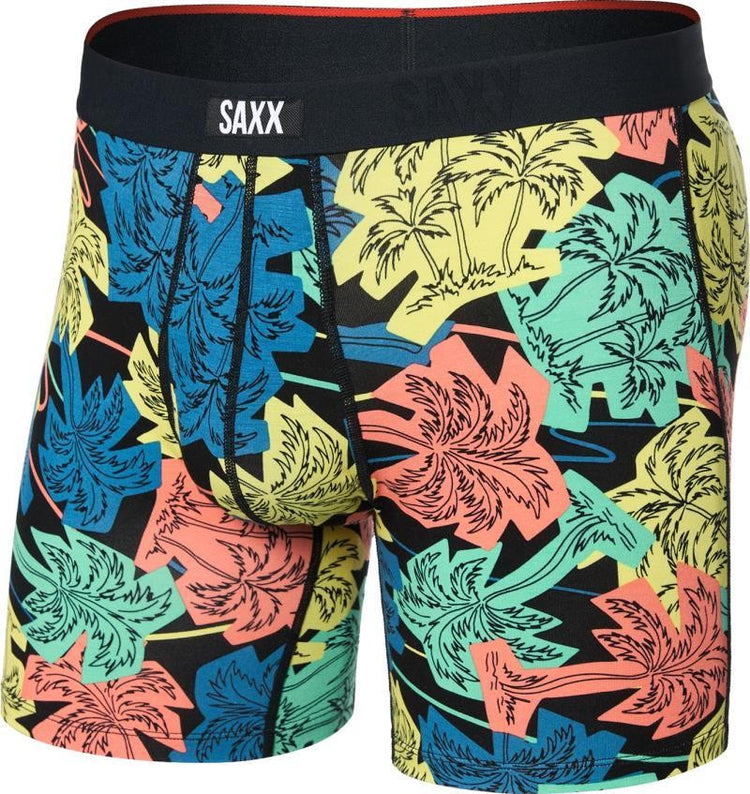 Saxx Vibe Xtra Soft Comfort Boxer Brief - Palm Fun - Black
