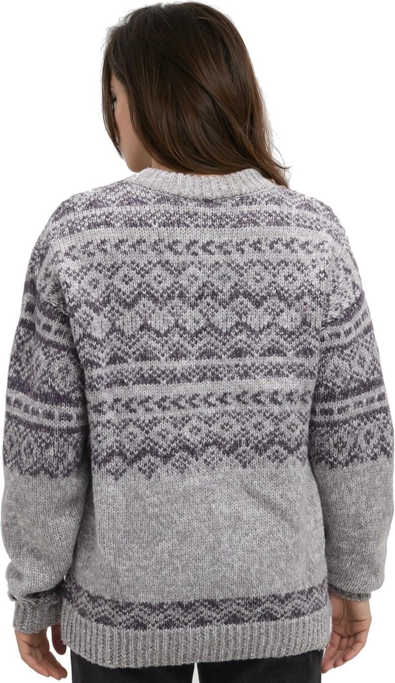 Tentree Women's Colorado Sweater - Light Grey Heather/Plum Royale Blend - back