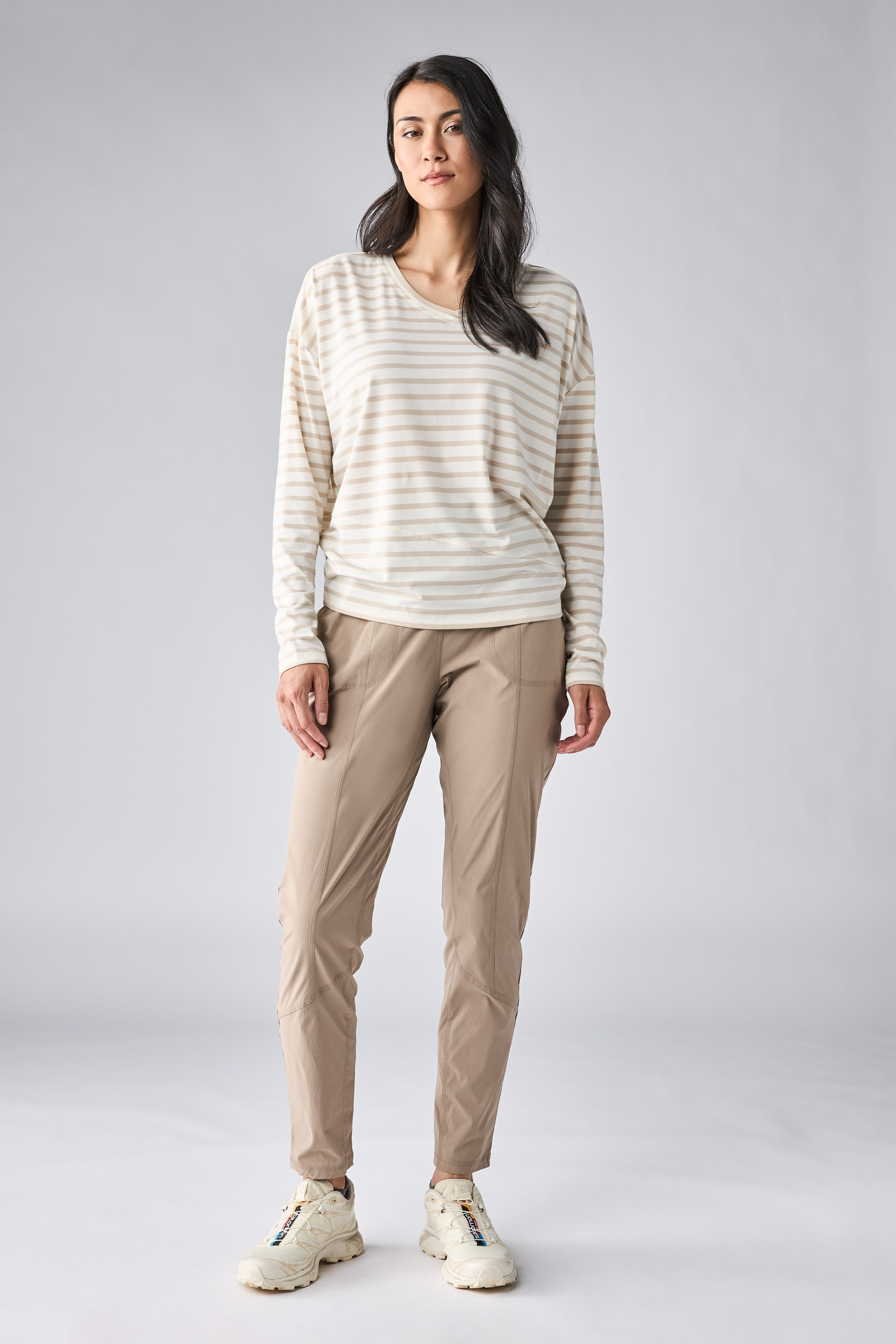 Indyeva Women's Veloz II Long Sleeve Shirt - Breeze Ponze Stripe - front