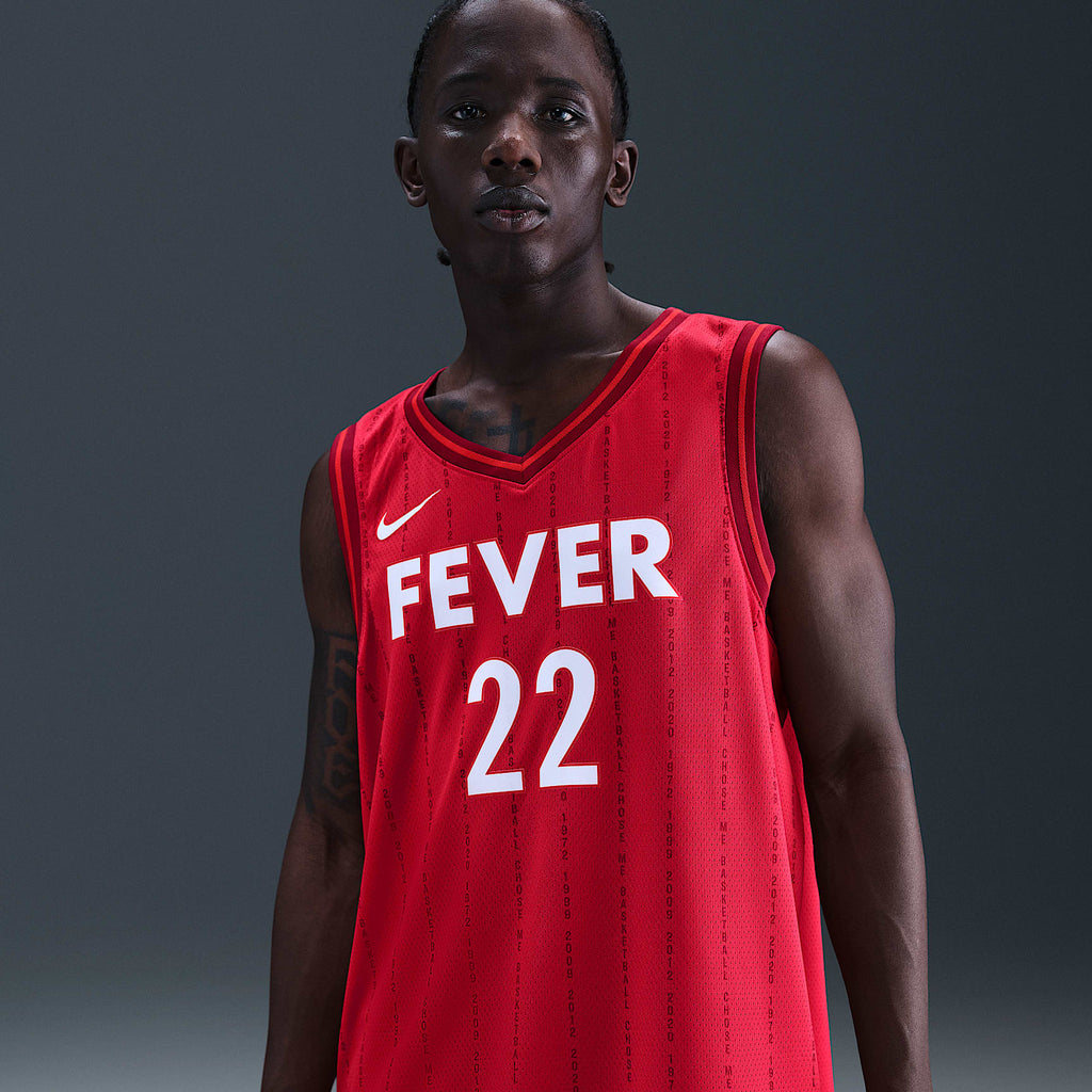 Caitlin Clark Indiana Fever Nike Dri-FIT WNBA Victory Jersey - University Red - on model