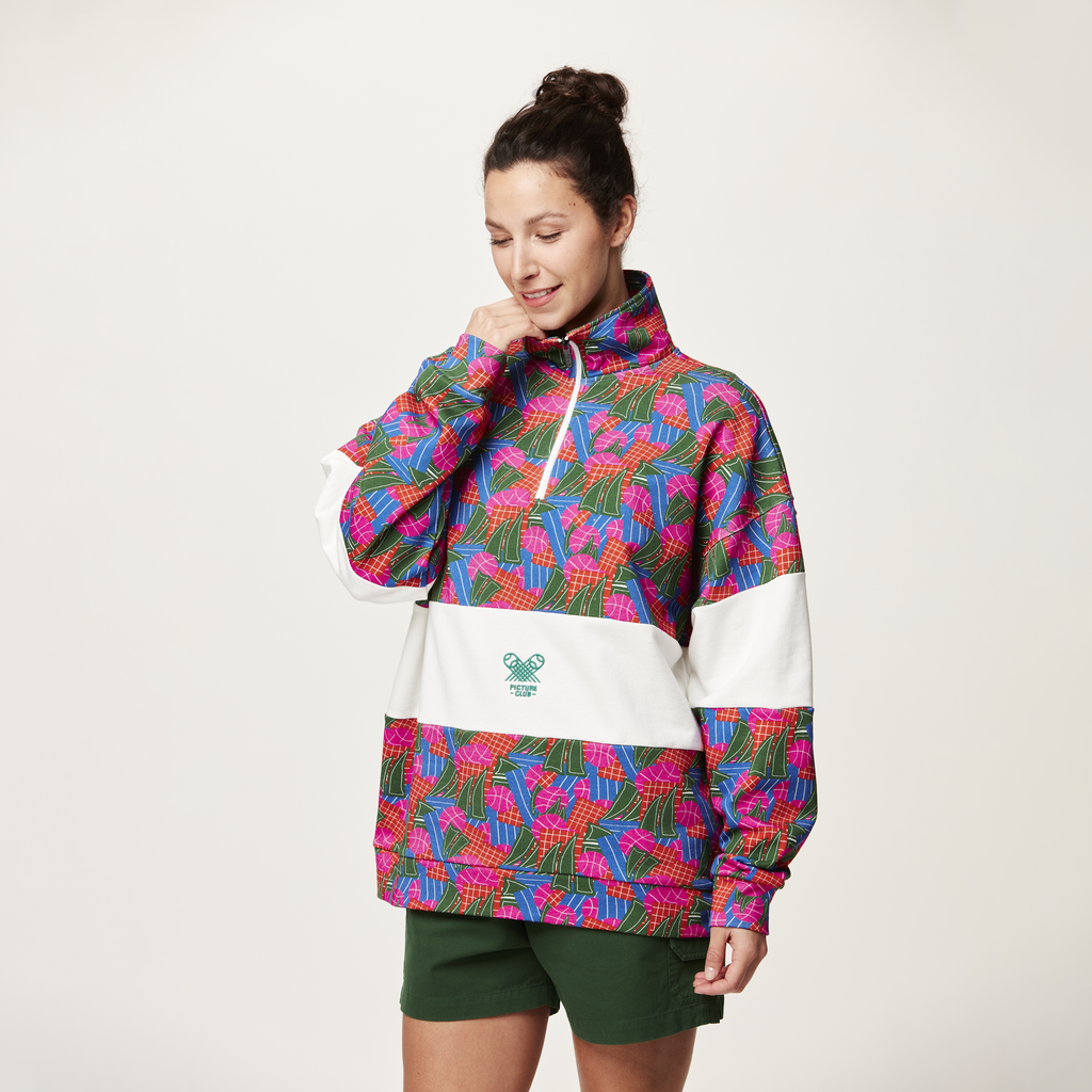 Picture Organic Women's Fir Rugby 1/4 Zip Sweater - Player Print - chest panel detail