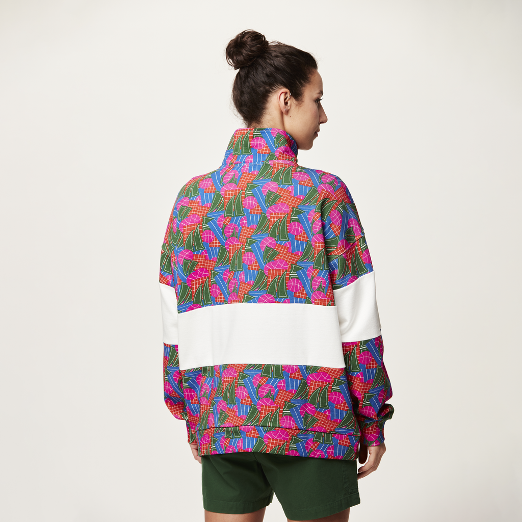 Picture Organic Women's Fir Rugby 1/4 Zip Sweater - Player Print - back detail