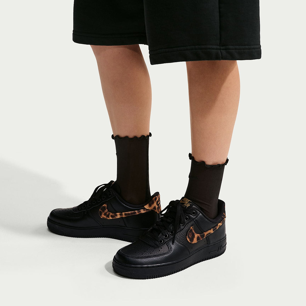 Nike Women's Air Force 1 '07 Shoes (2026) - Black/Wheat/Desert Ochre/Multi-Color, on-foot