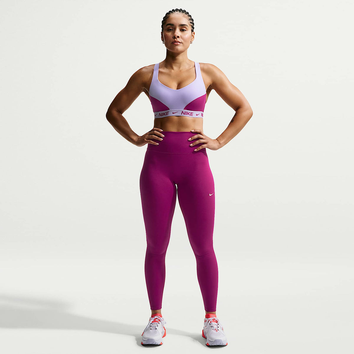 Nike Women's One Seamless Front High-Waisted Full-Length Leggings - True Berry, front