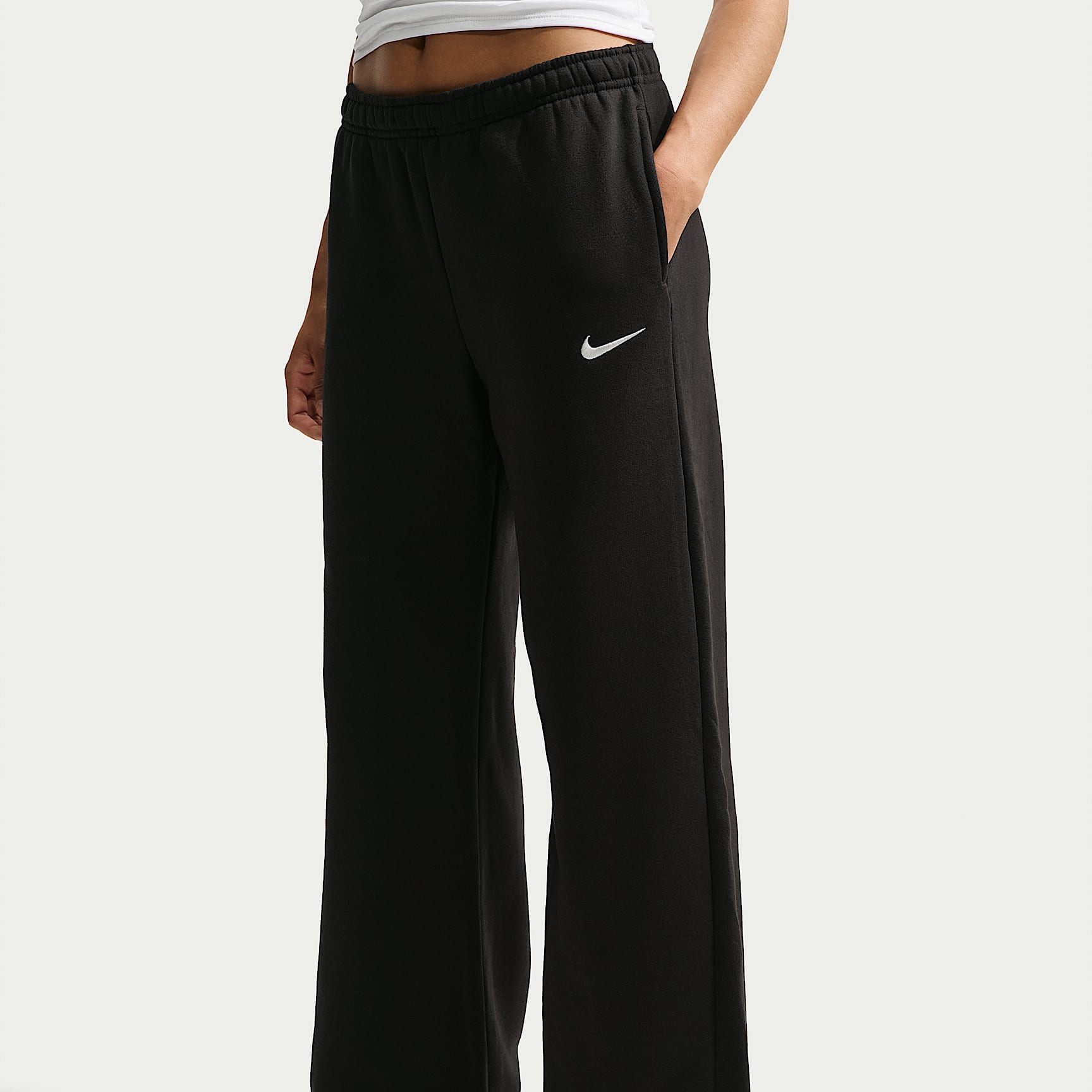 Nike Women's Studio Fleece Medium Weight Mid-Rise Wide-Leg Pants