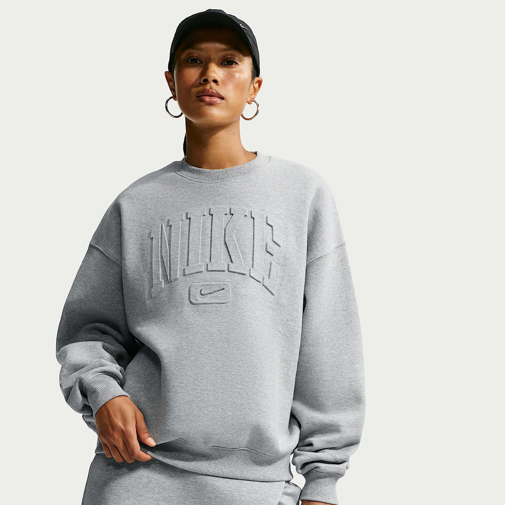 Nike Women's Studio Fleece Medium Weight Oversized Embossed Crew