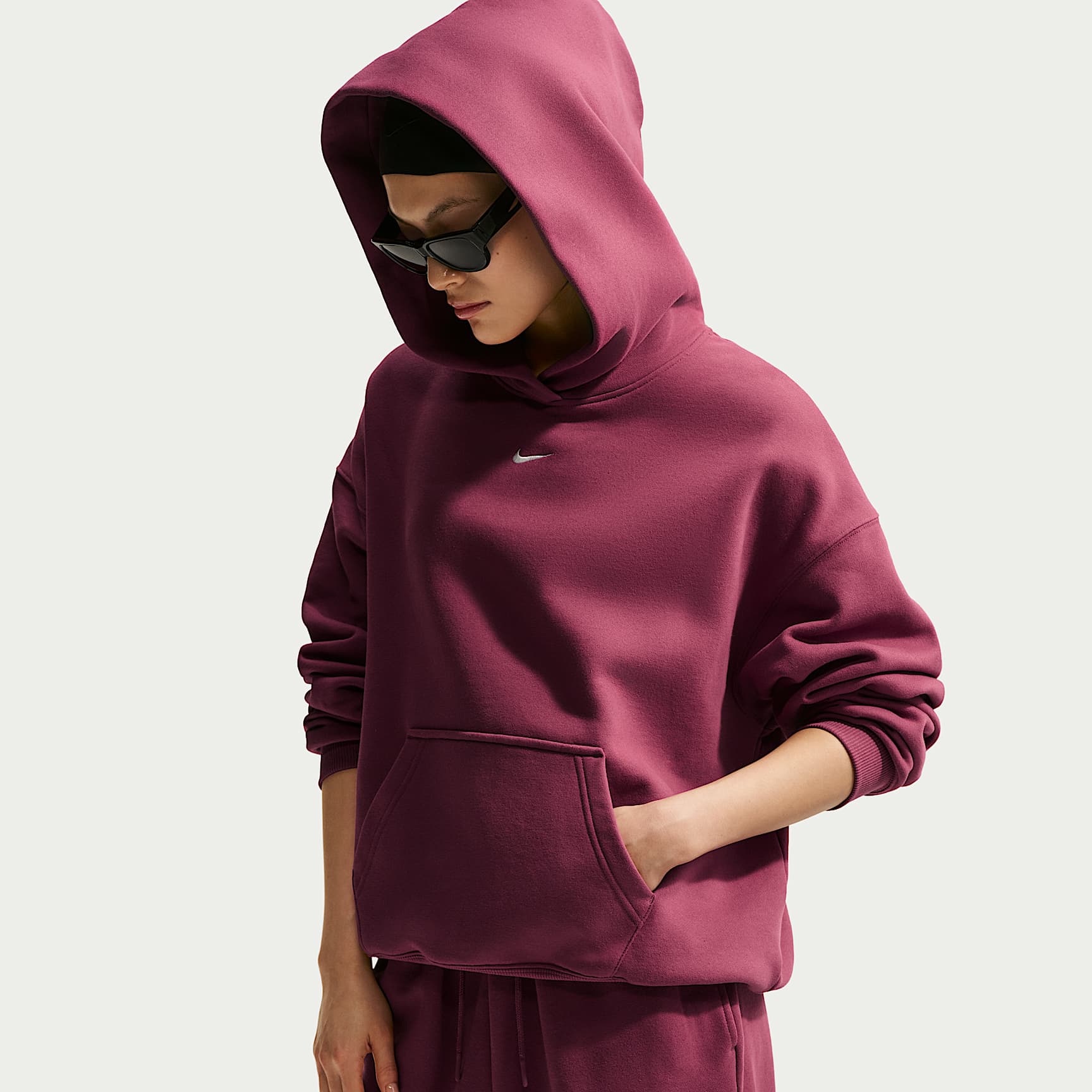 Nike Women's Studio Fleece Medium Weight Oversized Pullover Hoodie