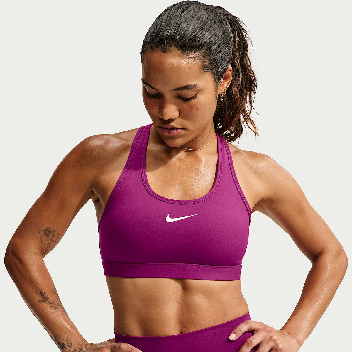 Nike Women's Swoosh Medium Support Padded Sports Bra (2026) - True Berry, front