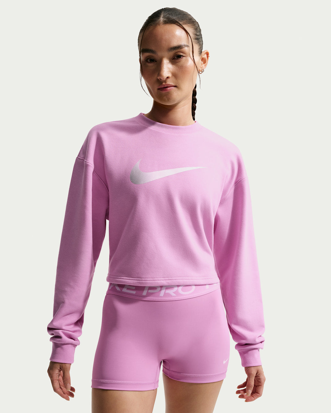 Nike Women's Pro Dri-FIT Crew-Neck French Terry Top