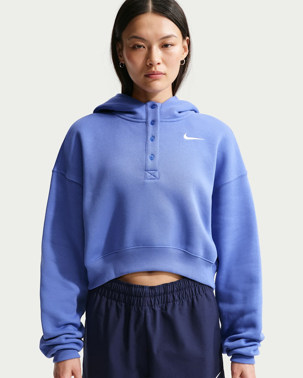 Nike Women's Sportswear Phoenix Fleece Oversized Cropped Henley Hoodie