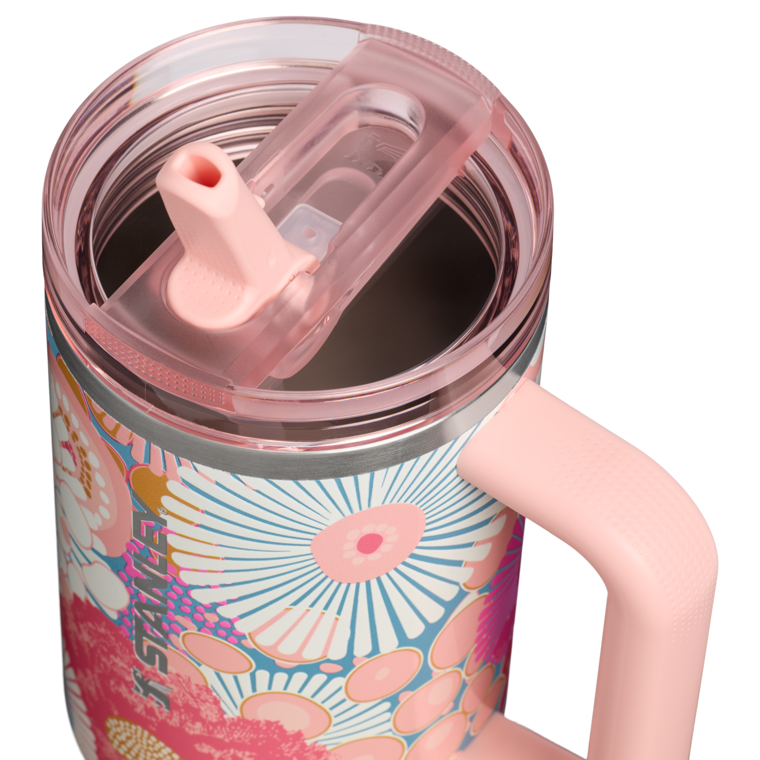 Stanley Quencher ProTour Flip Straw Tumbler 40oz Sorbet Wildflower lid detail