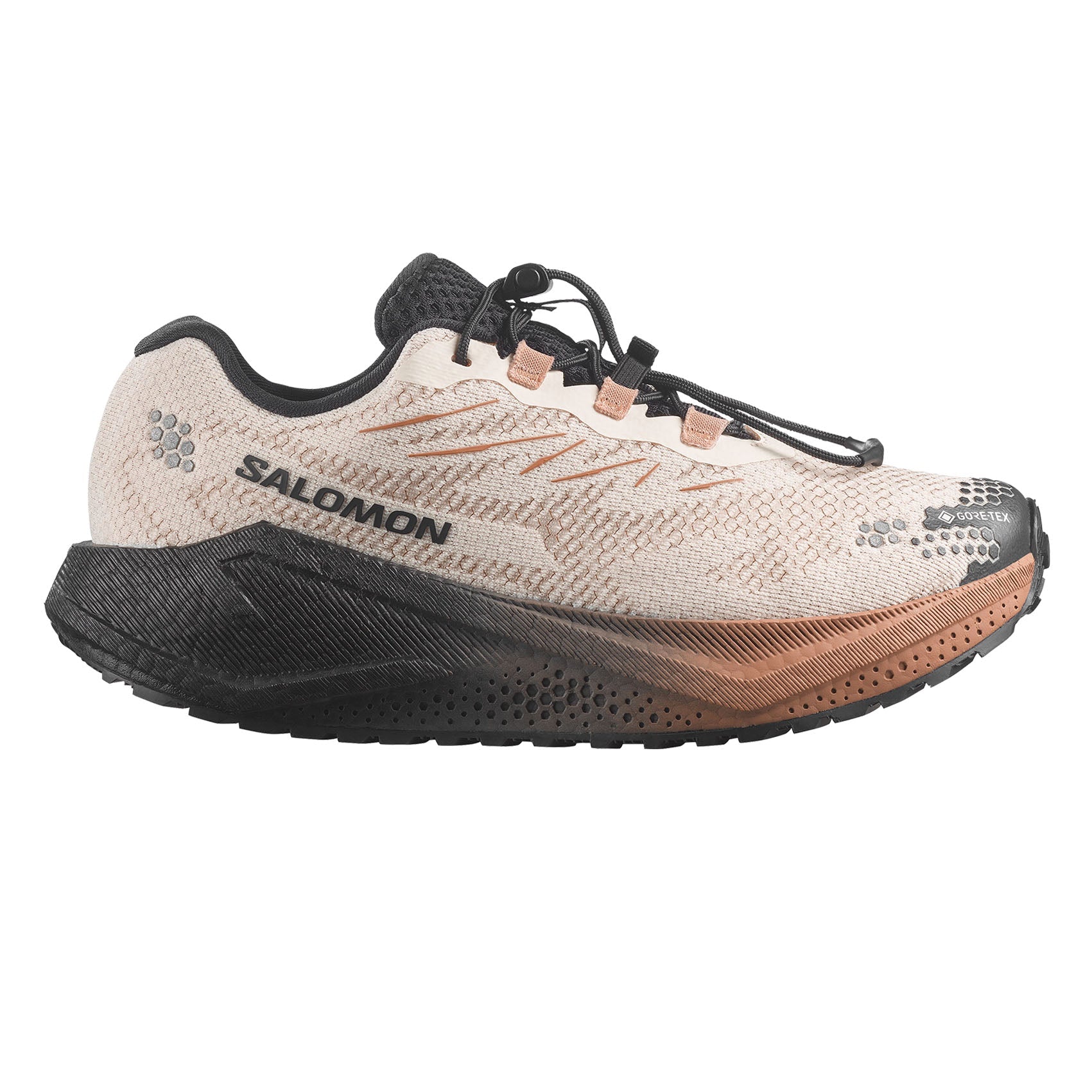 Salomon Women's Aero Blaze 4 GRVL Gore-Tex Running Shoes - Vanilla Ice/Black/Burro - lateral