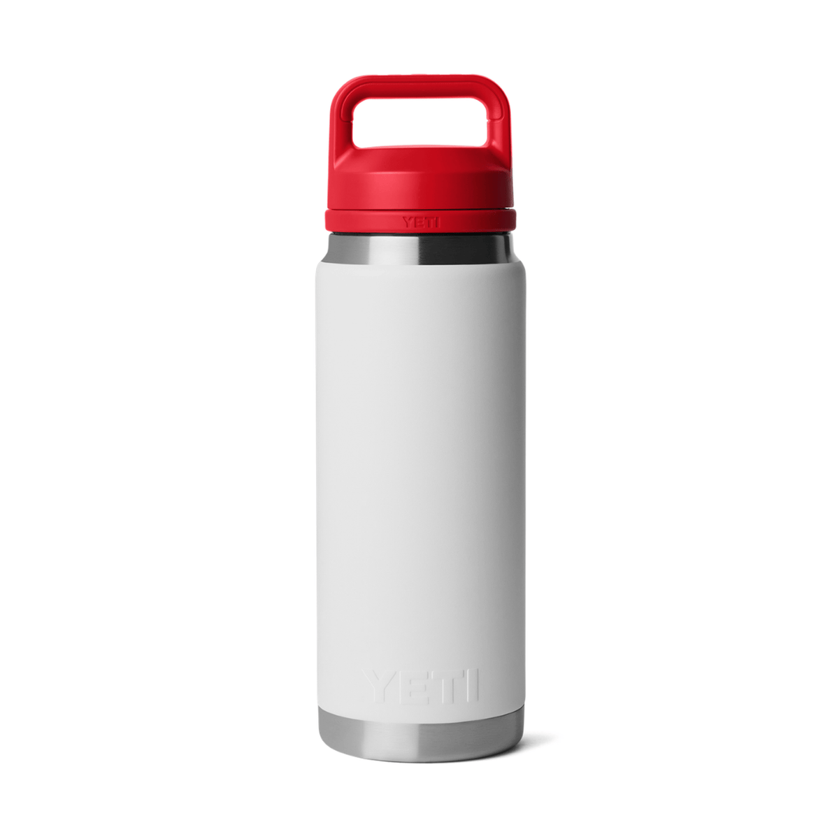 Yeti Rambler 26oz Bottle With Chug Cap - WHITE/RESCUE RED