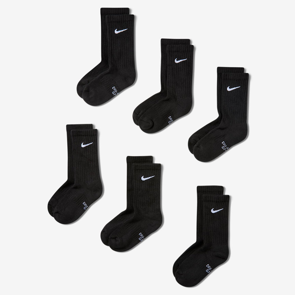 Nike Everyday Cushioned Crew Socks 6 Pack Black/White - six pairs