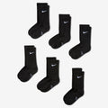 Nike Everyday Cushioned Crew Socks 6 Pack Black/White - six pairs