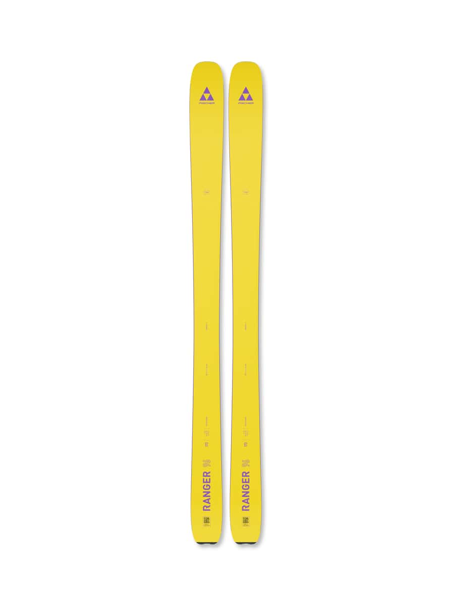 Fischer Women's Ranger 96 Skis - Yellow and Purple, top view