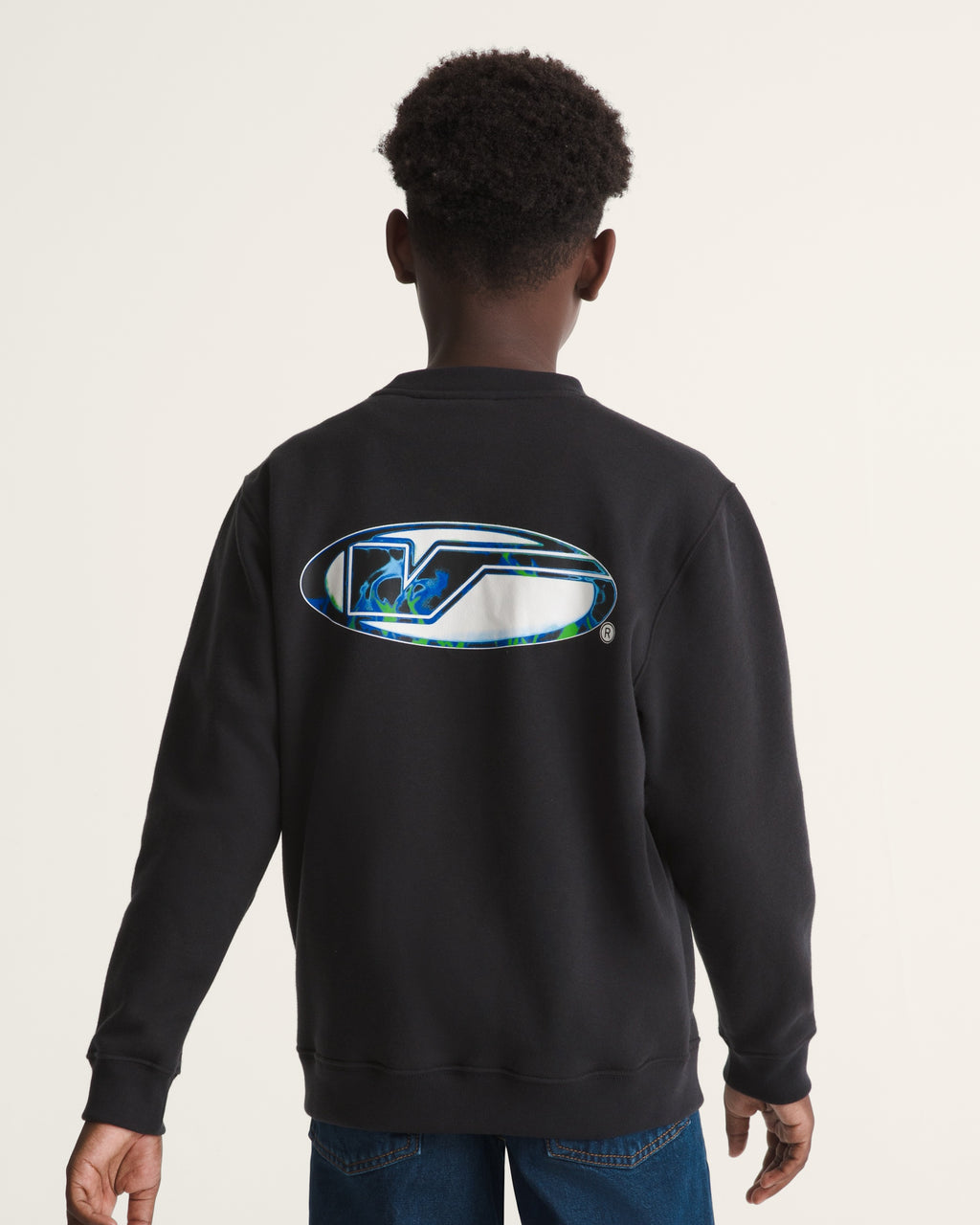 Vans Kids Bevel Flame Crew Black detail