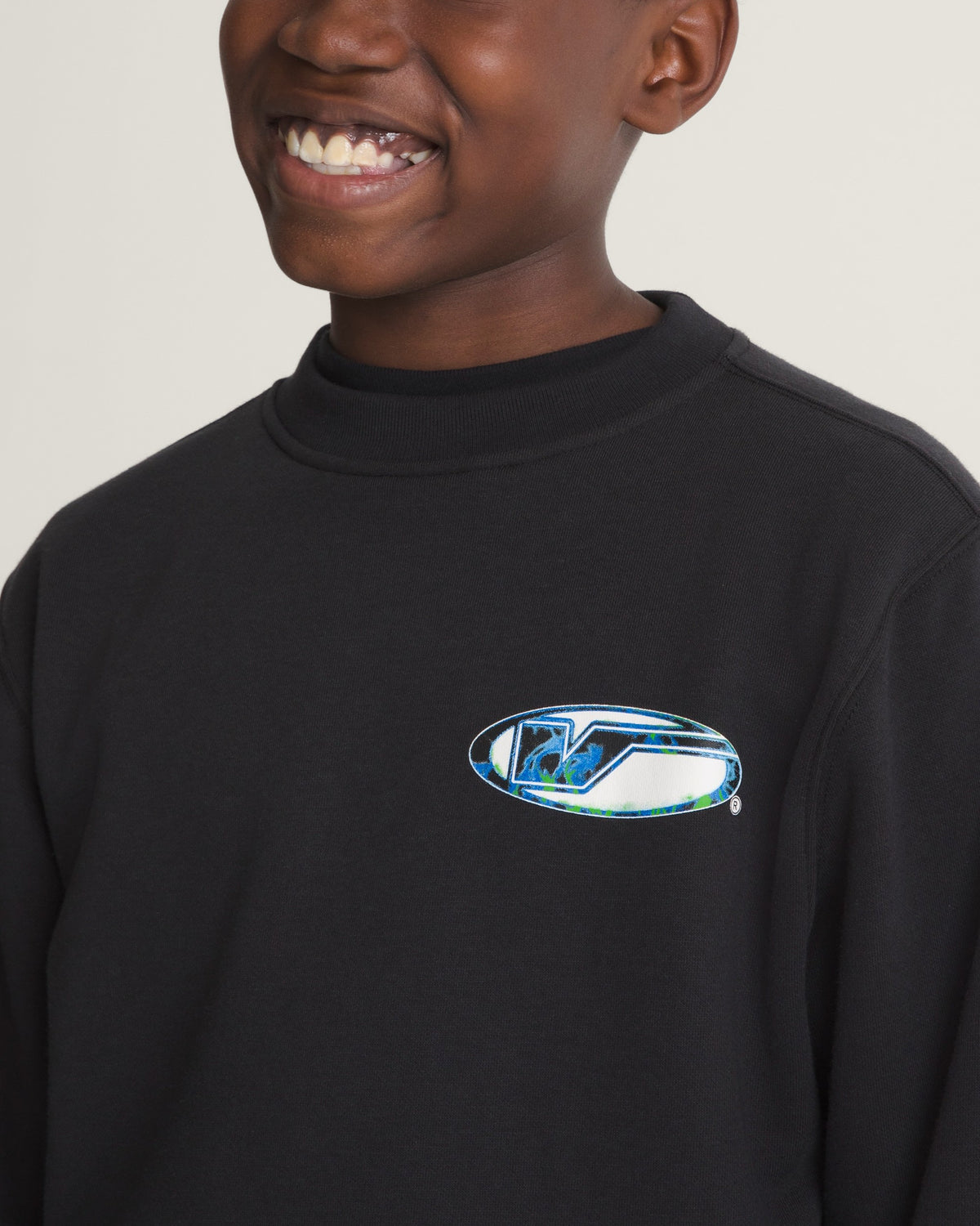 Vans Kids Bevel Flame Crew Black detail 2