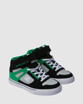 DC Boys' Youth Pure High-Top EV Shoes - Black/Kelly Green