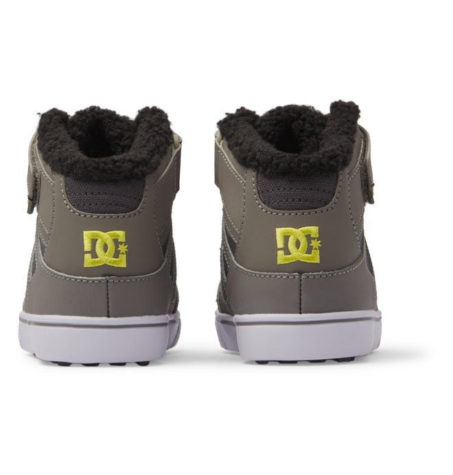 DC Boys' Youth Pure High-Top WNT Shoes in Grey/Grey/Green