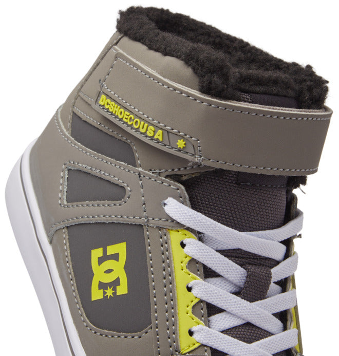 DC Boys' Youth Pure High-Top WNT Shoes in Grey/Grey/Green