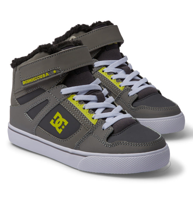 DC Boys' Youth Pure High-Top WNT Shoes in Grey/Grey/Green