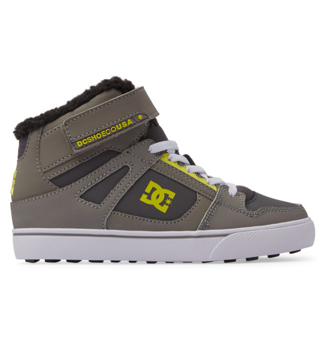 DC Boys' Youth Pure High-Top WNT Shoes in Grey/Grey/Green