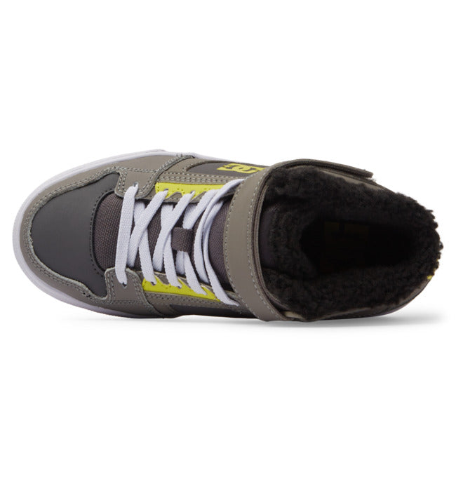 DC Boys' Youth Pure High-Top WNT Shoes in Grey/Grey/Green