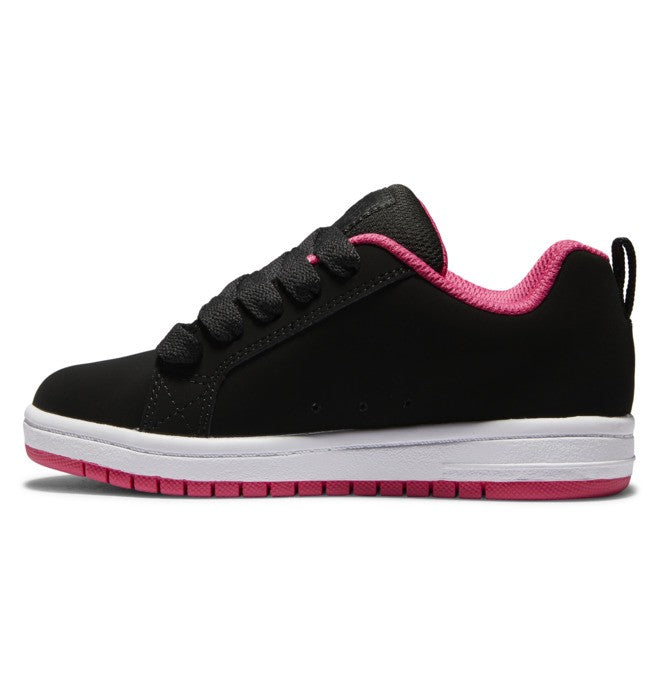 DC Girls' Youth Court Graffik Shoes in Black/Pink Stencil