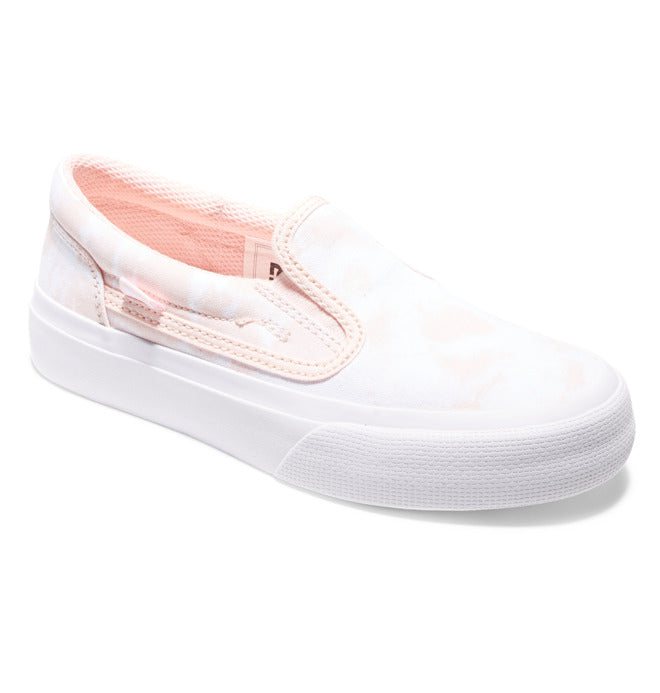 DC Girls' Youth Trase Slip-On Shoes in Pink/White