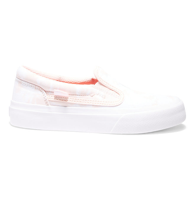 DC Girls' Youth Trase Slip-On Shoes in Pink/White