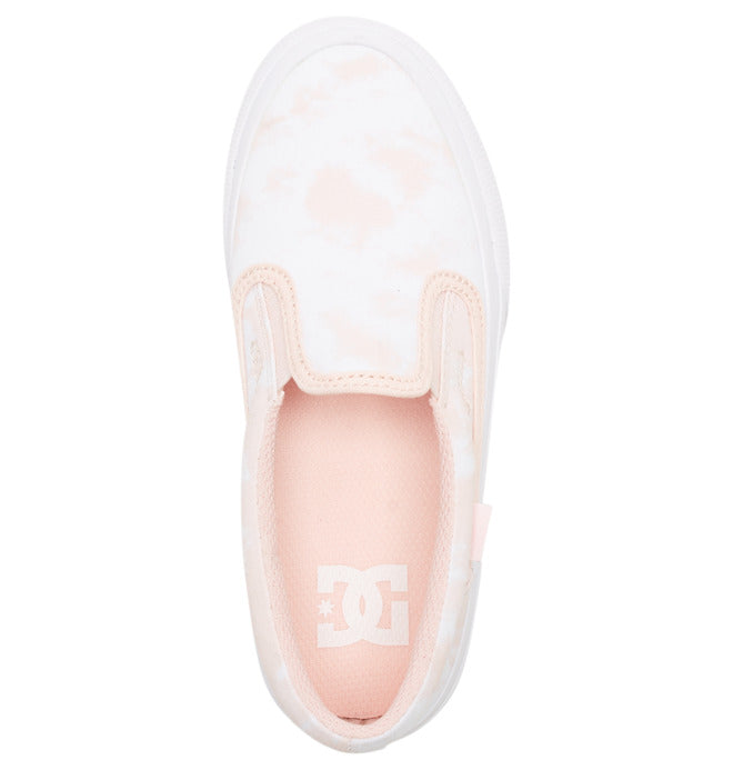 DC Girls' Youth Trase Slip-On Shoes in Pink/White