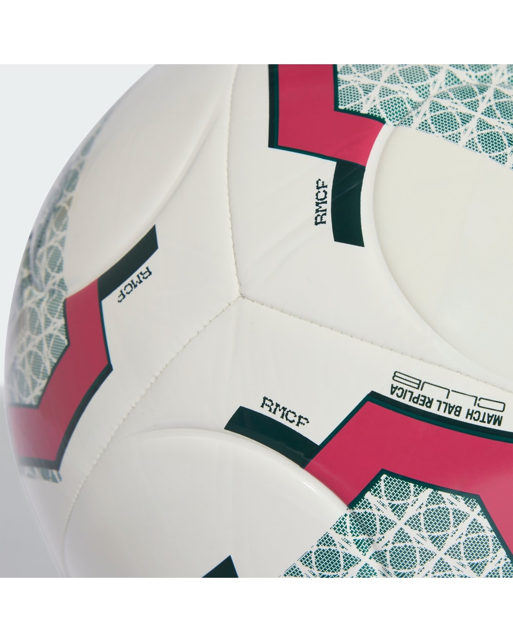 Adidas Real Madrid Home Club Soccer Ball White/Aurora Ivy - panel and seam detail