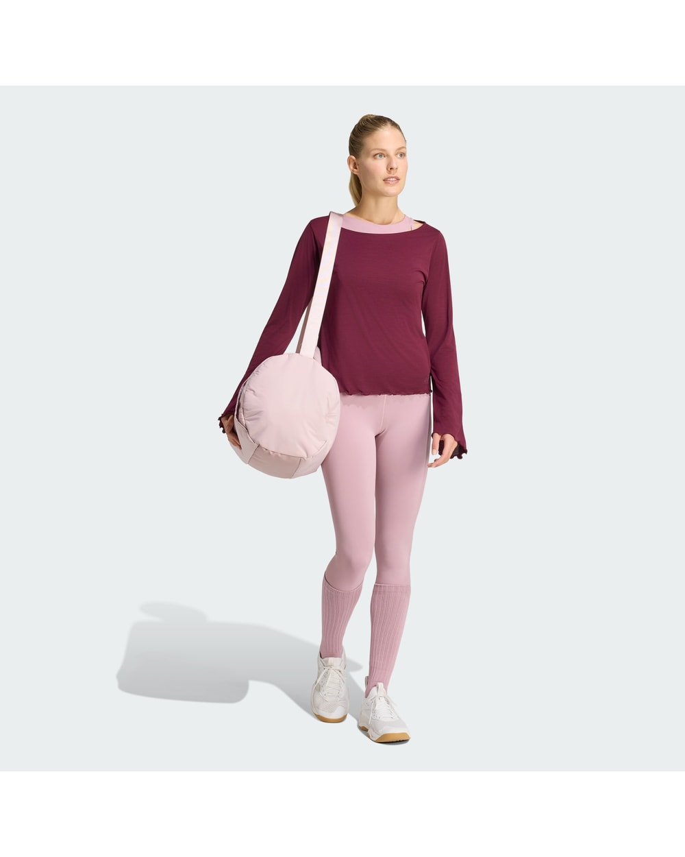 adidas Motion Long Sleeve T-Shirt Burgundy full outfit